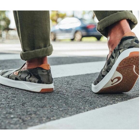 OluKai Lae’ahi Pa’i Men’s Slip-On Sneakers M11.5 Camo Canvas Comfort Shoes - Picture 3 of 13